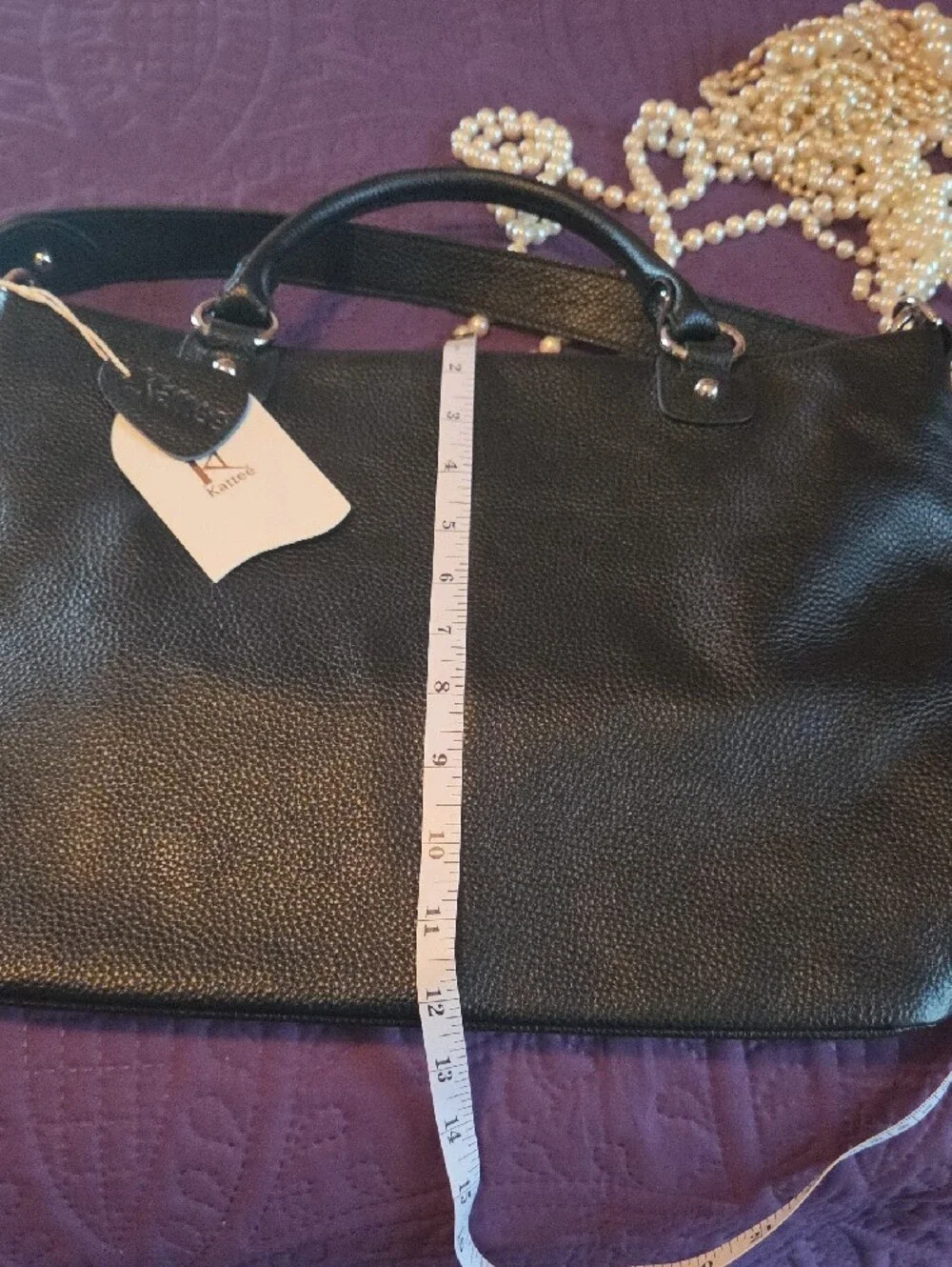 Black Leather Tote Bag - Classic Women's Handbag